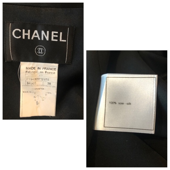 ✨Vintage CHANEL 2002 Collection CC Logo Black Silk Suit Jacket Blazer